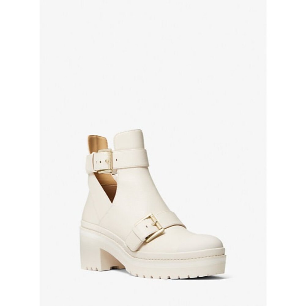 Michael Kors Corey Cutout Ankle Boots Tumbled Leather Natural Cream Sz. 7.5 - Picture 11 of 11